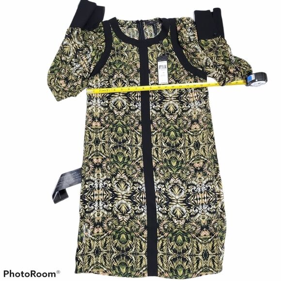 BCBGMaxAzria Black Chiffon Printed Dress Size‎ XSMALL - Picture 4 of 16